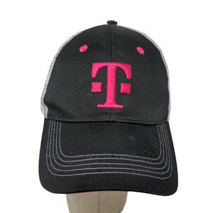T Mobile Mens Snapback Hat Black Gray Adjustable Mesh Back Embroidered Logo